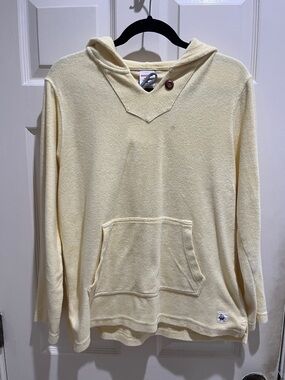Cream Hooded Men’s Sweater with Front Pocket